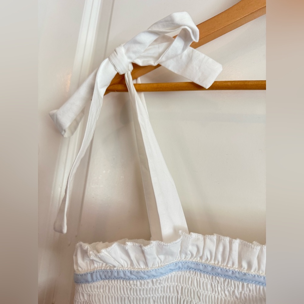 Altar’d State Cottagecore White w/ Blue Detail Summer Mini Dress Tie Straps XL - Picture 6 of 7